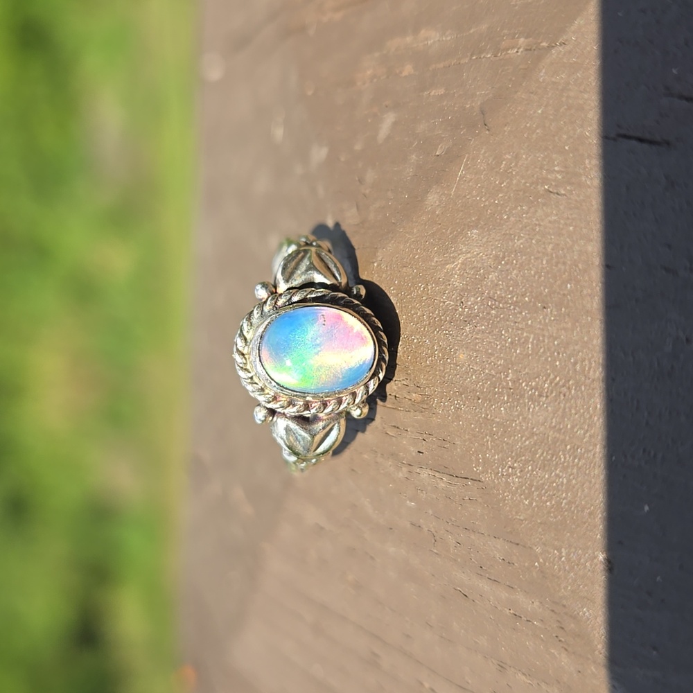 Aurora Opal Solid Sterling Silver Ring - image 2